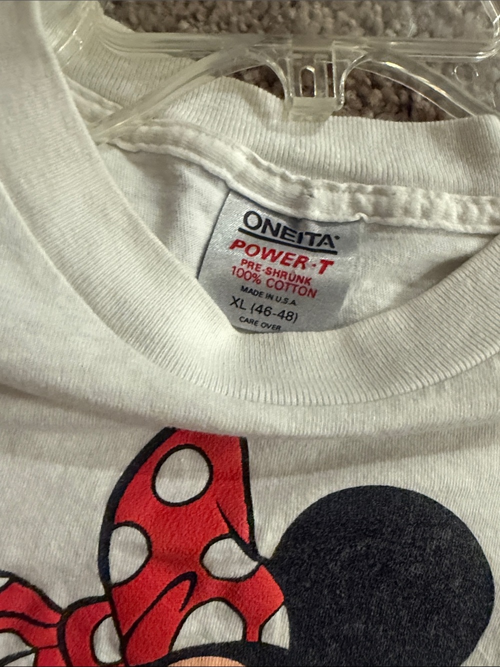 Vintage Disney Minnie Mouse White Kids T-Shirt with Red Accent - Picture 3 of 5